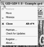 System Menu Commands