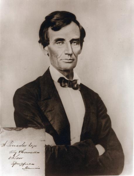 Reproduction print of Lincoln with signature insert at lower left Reproduction print of Lincoln with signature insert at lower left